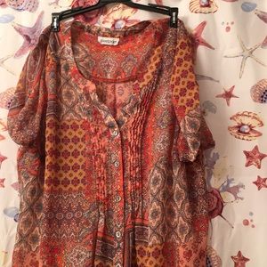 Sheer short-sleeve blouse